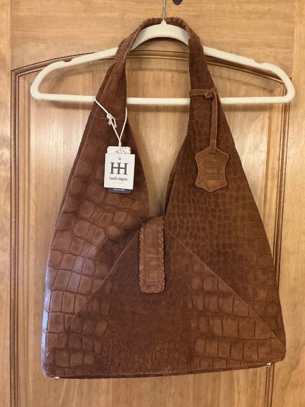 NWT Haute Hippie Suede Triangle Hobo Bag - Picture 2 of 6